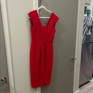 Black Halo V-Neck Red Midi Dress